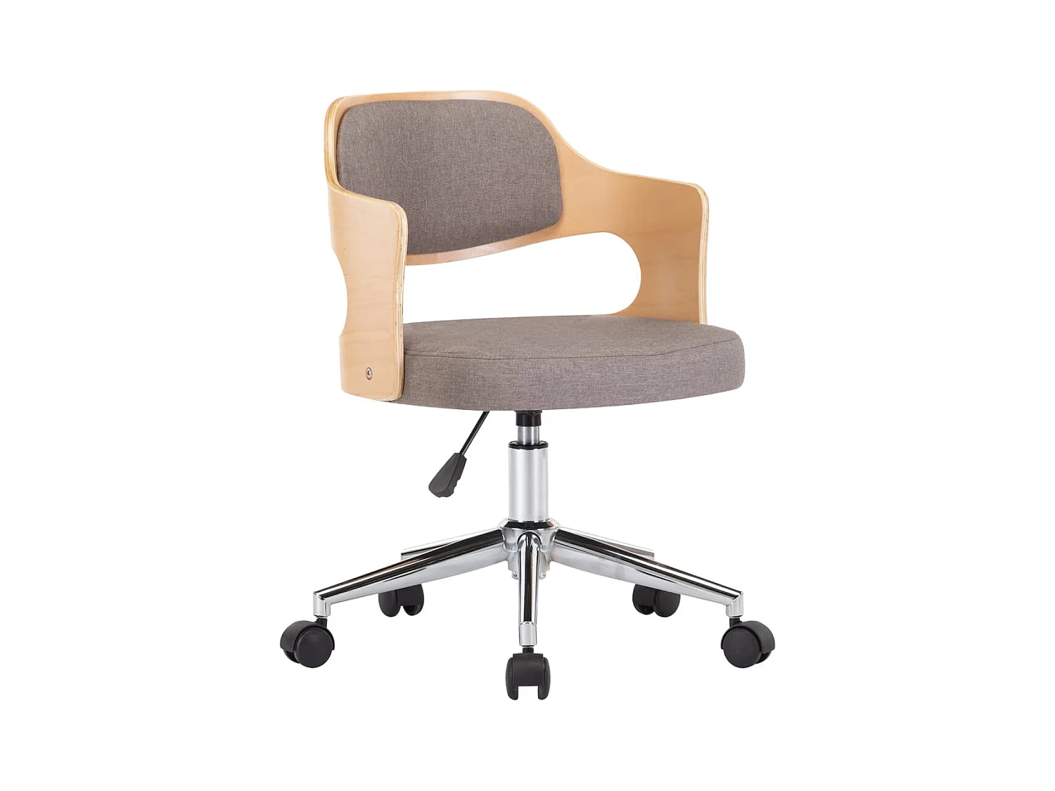 Silla de comedor giratoria de madera curvada y tela gris taupe