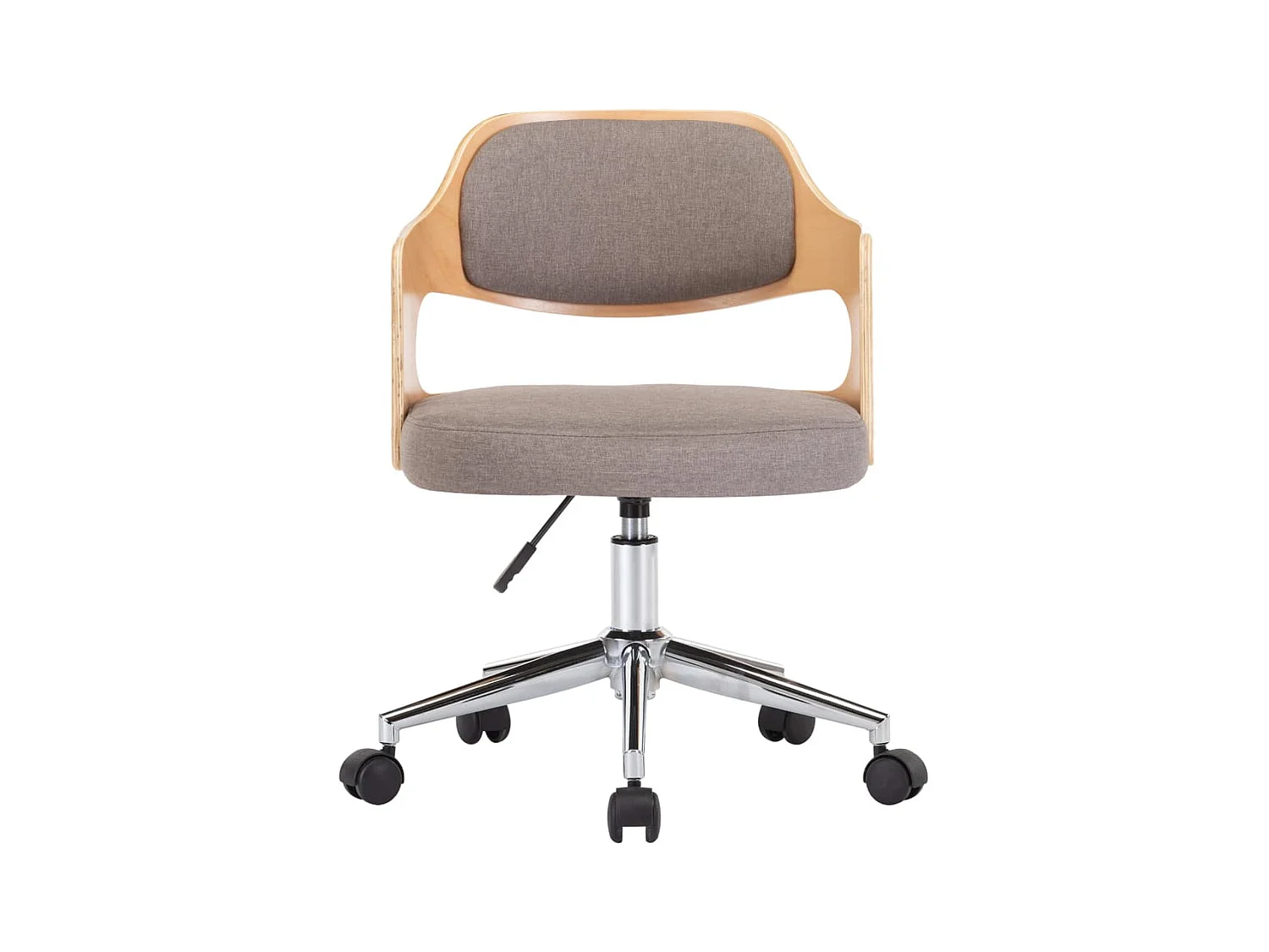 Silla de comedor giratoria de madera curvada y tela gris taupe