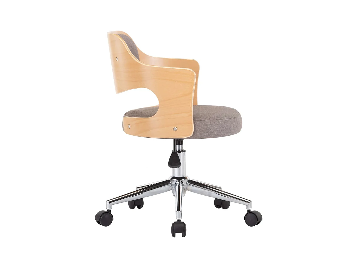 Silla de comedor giratoria de madera curvada y tela gris taupe