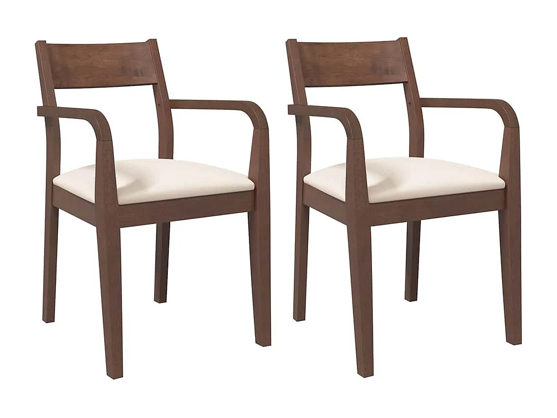 Chaises à manger coussins 2 pièces marron bois massif caoutchouc