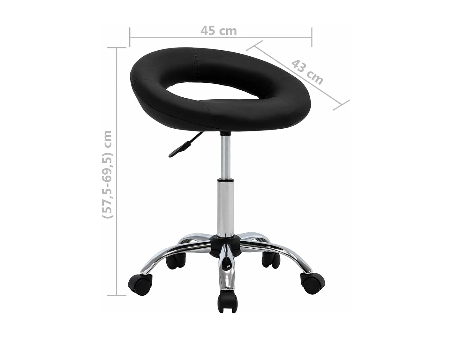Silla de comedor giratoria cuero sintético negro