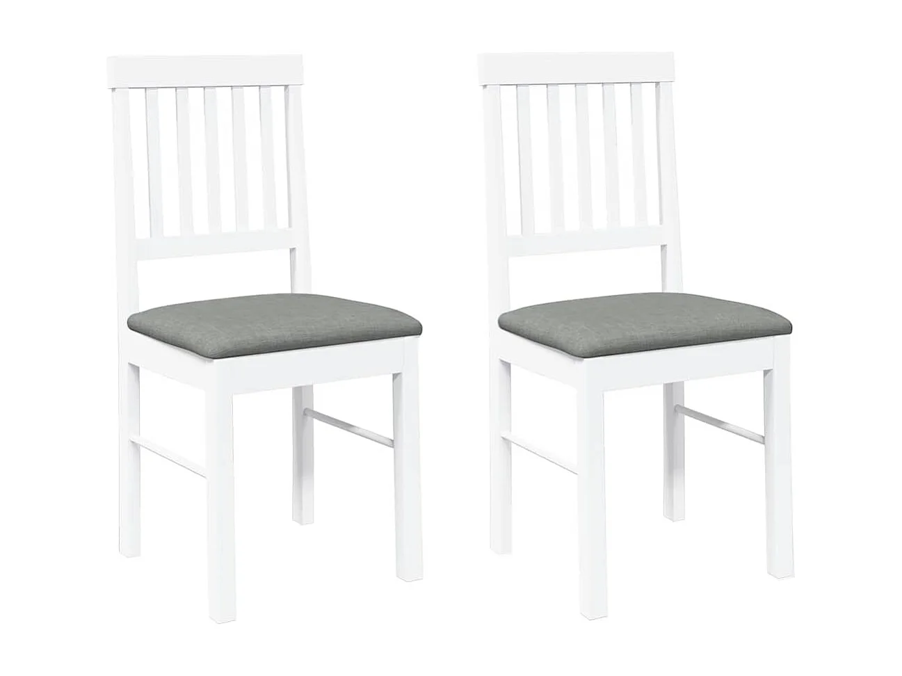 Chaises à manger coussins 2 pièces blanc bois massif caoutchouc