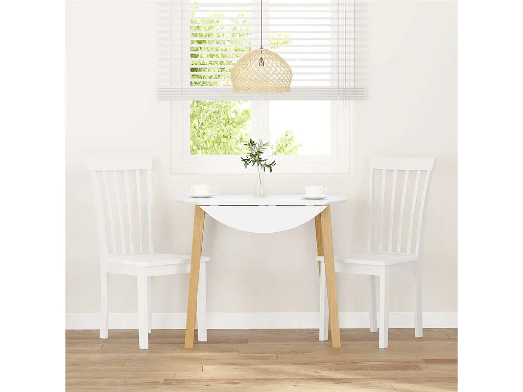 Chaises à manger 2 pièces blanc bois massif caoutchouc