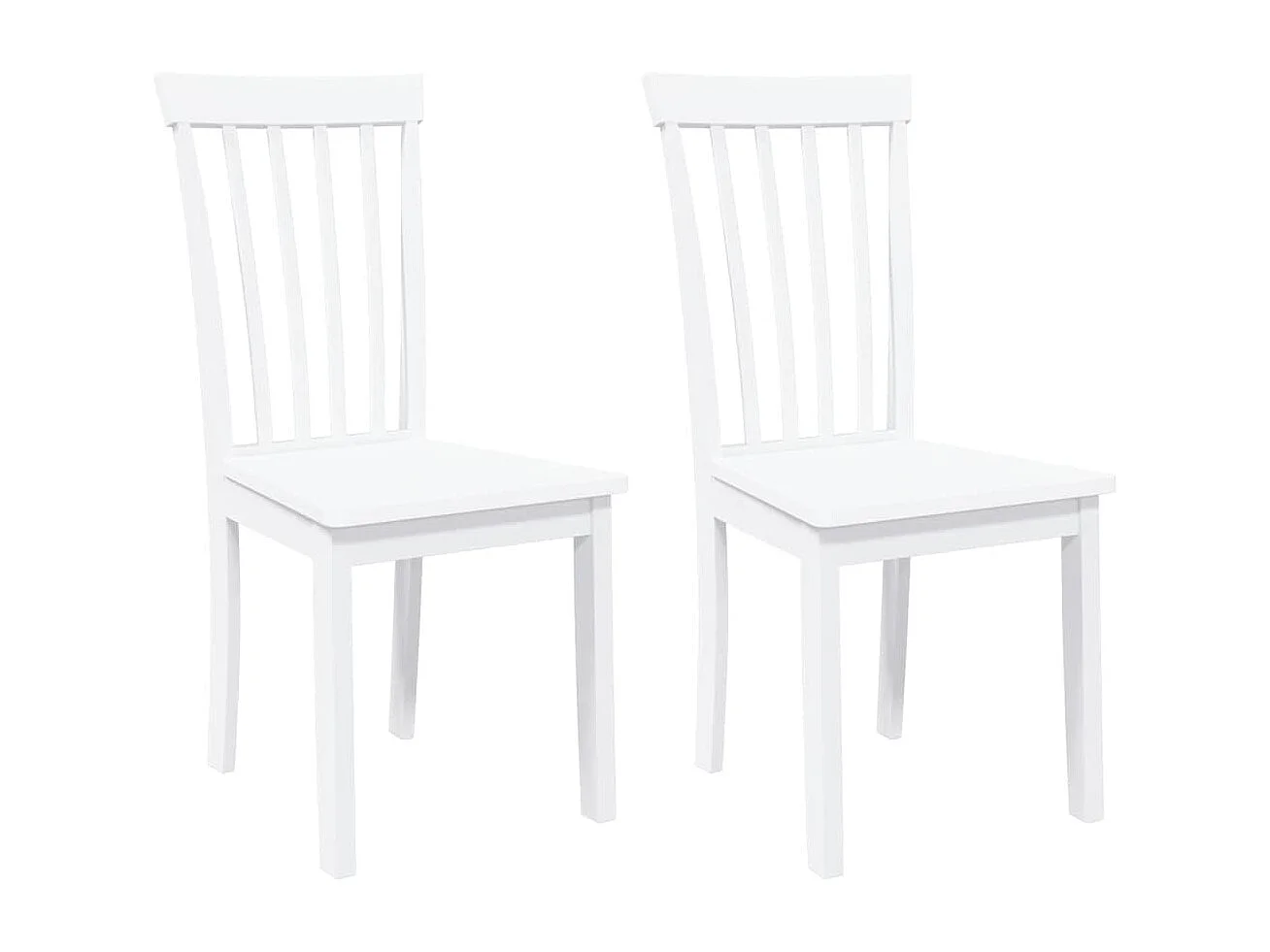 Chaises à manger 2 pièces blanc bois massif caoutchouc