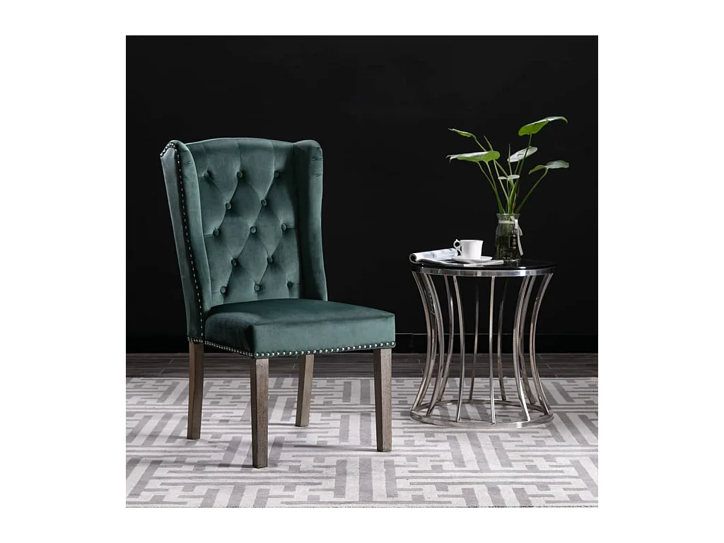 Silla de comedor de terciopelo verde