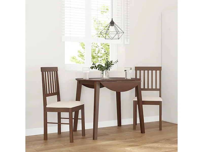 Sillas de comedor con cojines 2 unidades madera maciza marrón caucho