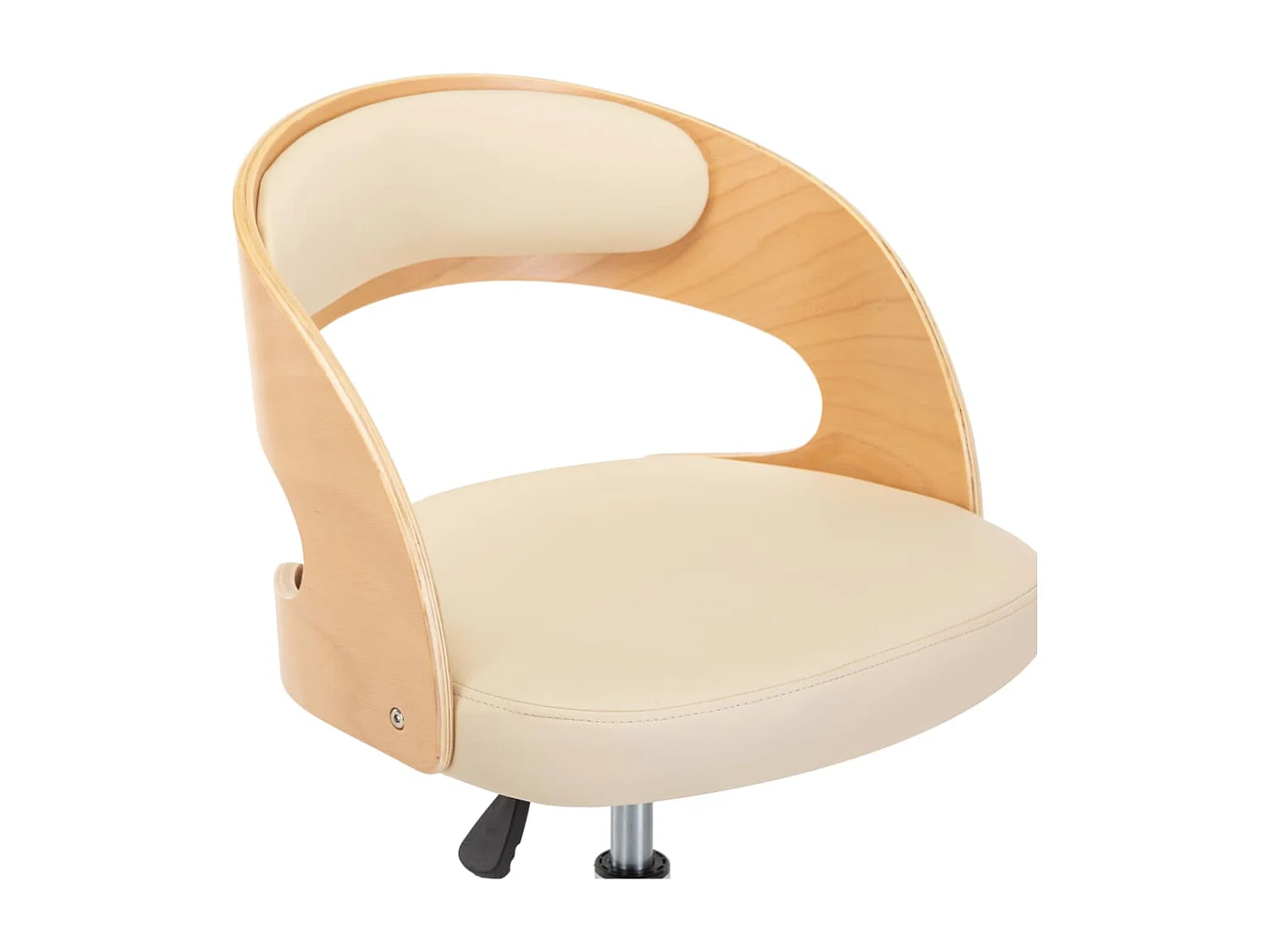 Silla de comedor giratoria madera curvada cuero sintético crema