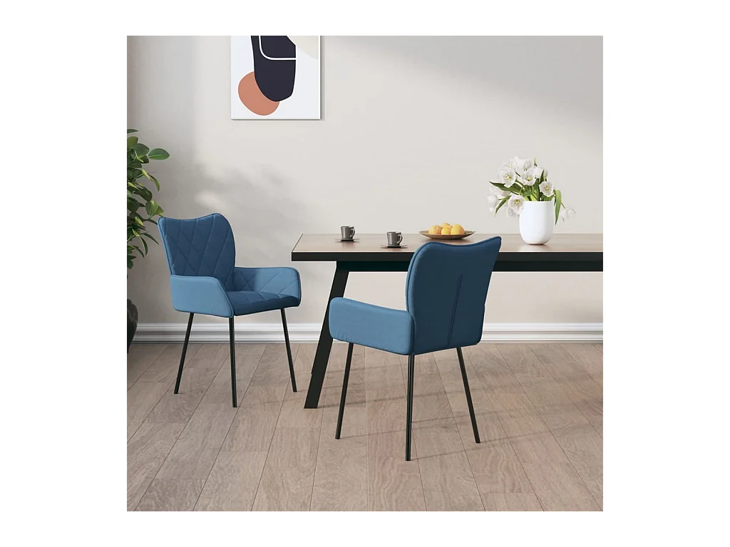 Chaises à manger 2 pièces bleu tissu