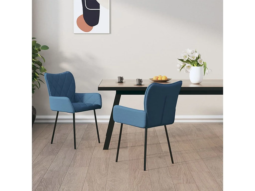 Sillas de comedor 2 unidades tela azul