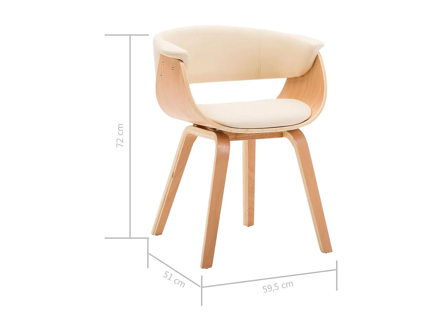 Chaise de salle à manger Crème Bois courbé et similicuir