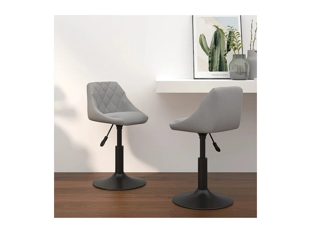 Chaises pivotantes de salle à manger 2 pièces Gris clair Velours