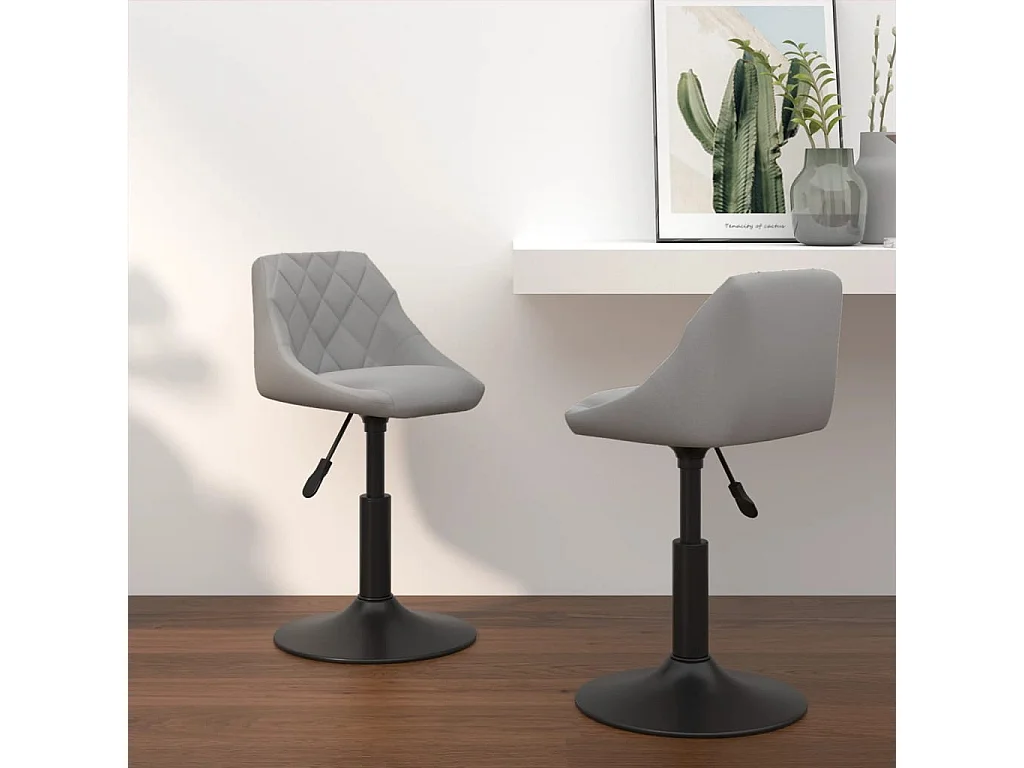 Chaises pivotantes de salle à manger 2 pièces Gris clair Velours