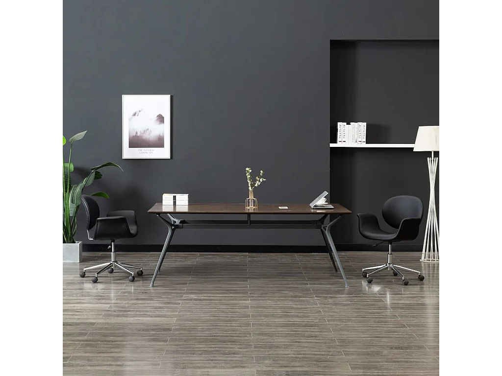 Chaise pivotante de salle à manger Noir Similicuir