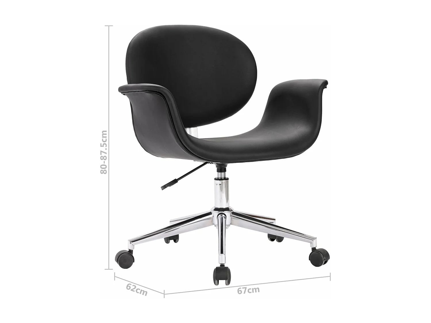 Chaise pivotante de salle à manger Noir Similicuir