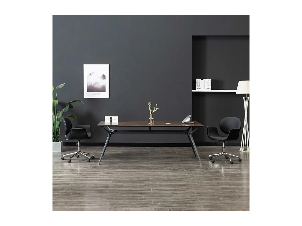 Chaise pivotante de salle à manger Noir Similicuir