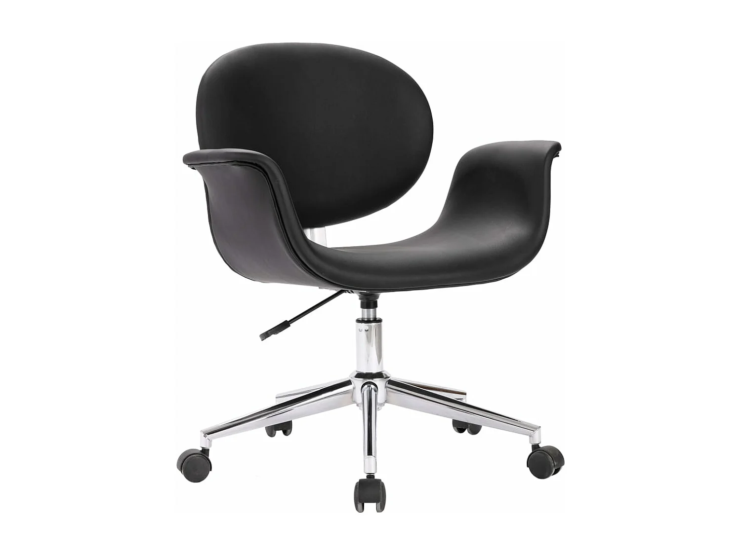 Silla de comedor giratoria cuero sintético negro