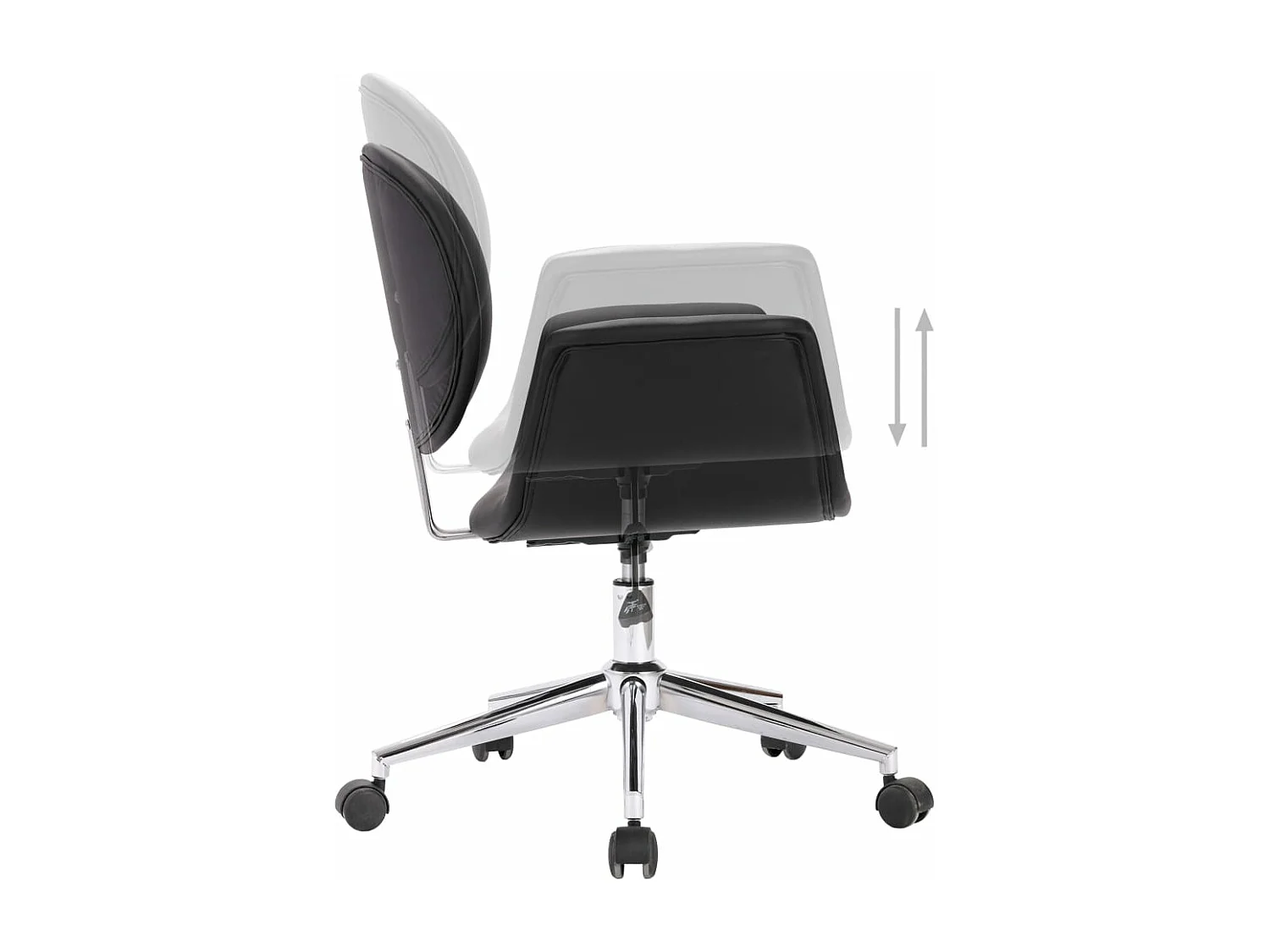 Silla de comedor giratoria cuero sintético negro