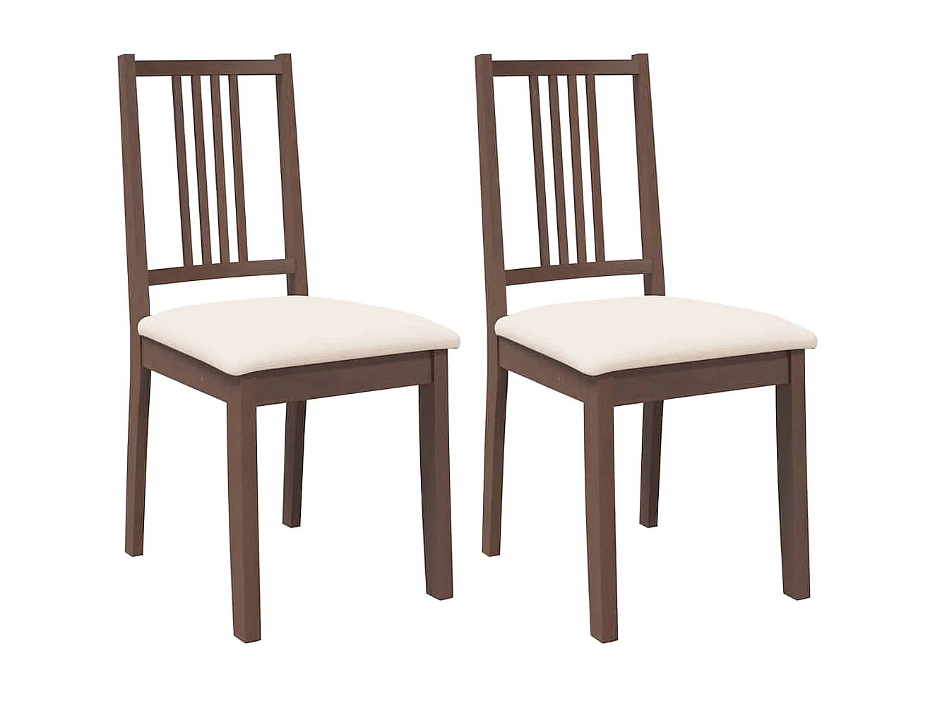 Chaises à manger coussins 2 pièces marron bois massif caoutchouc