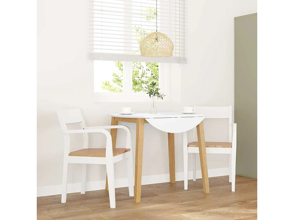 Eetkamerstoelen 2 stukkenmassief hout rubber wit