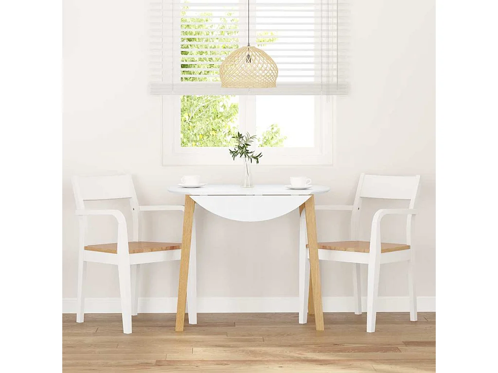 Chaises à manger 2 pièces blanc bois massif caoutchouc