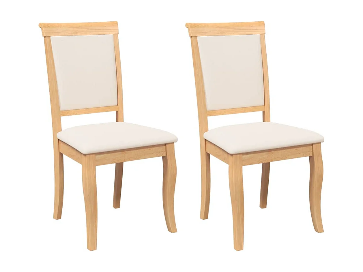 Chaises à manger coussins 2 pièces naturel bois massif caoutchouc