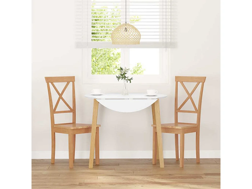 Chaises à manger 2 pièces bois massif caoutchouc