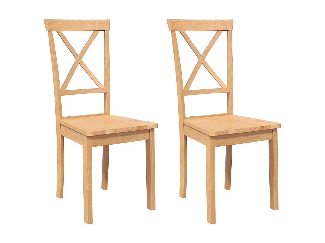 Chaises à manger 2 pièces bois massif caoutchouc