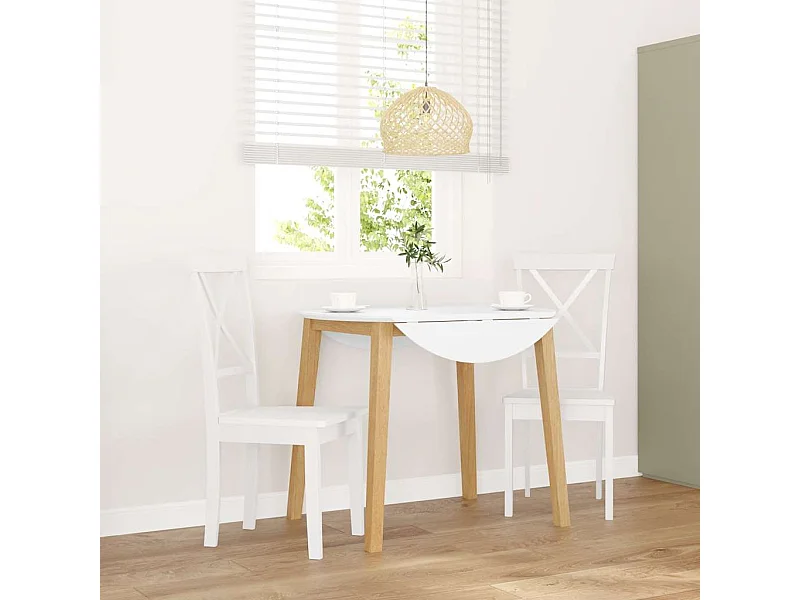 Eetkamerstoelen 2 st massief hout rubber wit