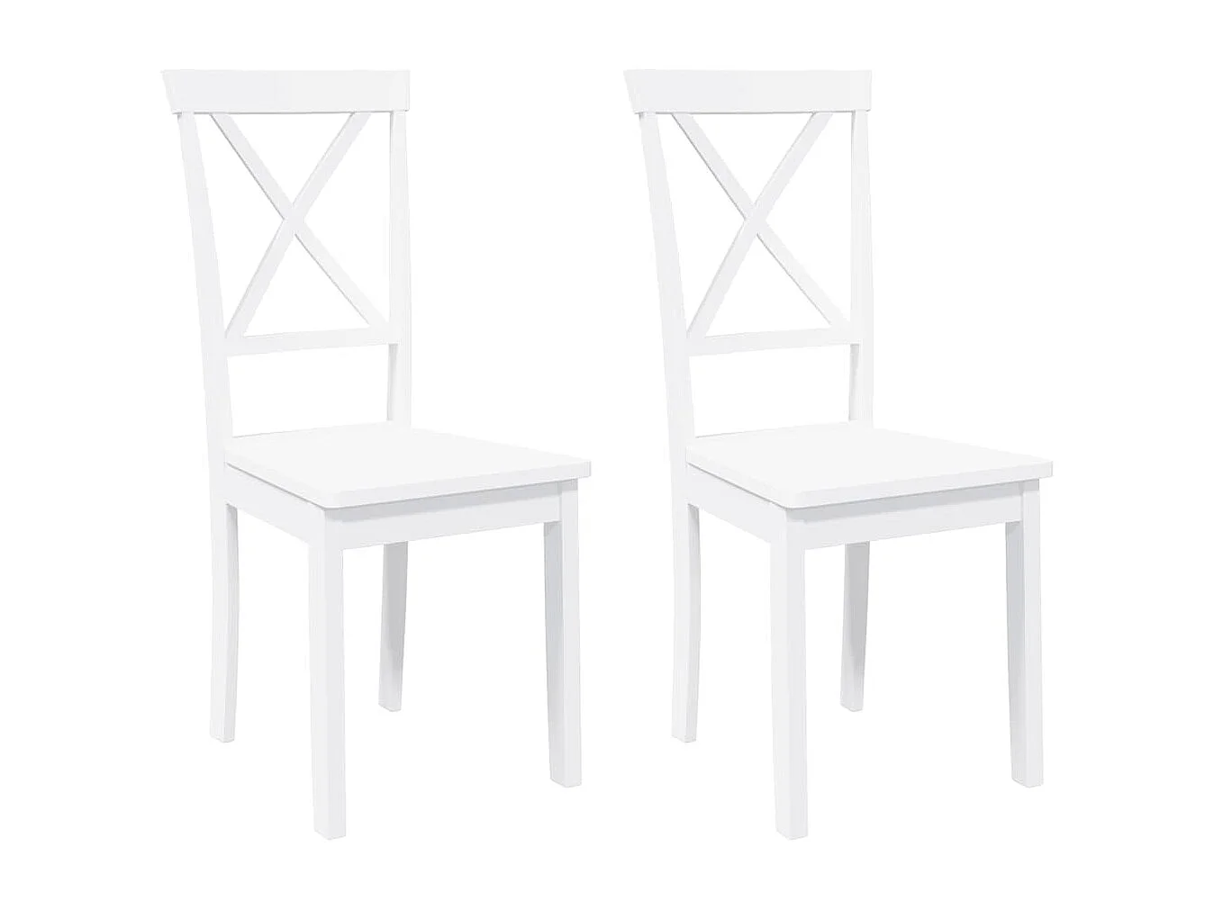 Chaises à manger 2 pièces blanc bois massif caoutchouc
