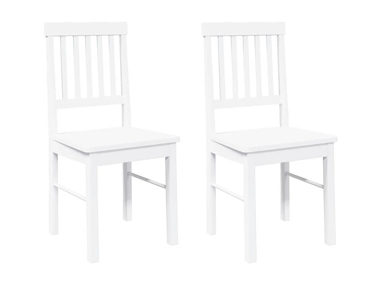 Chaises à manger 2 pièces blanc bois massif caoutchouc