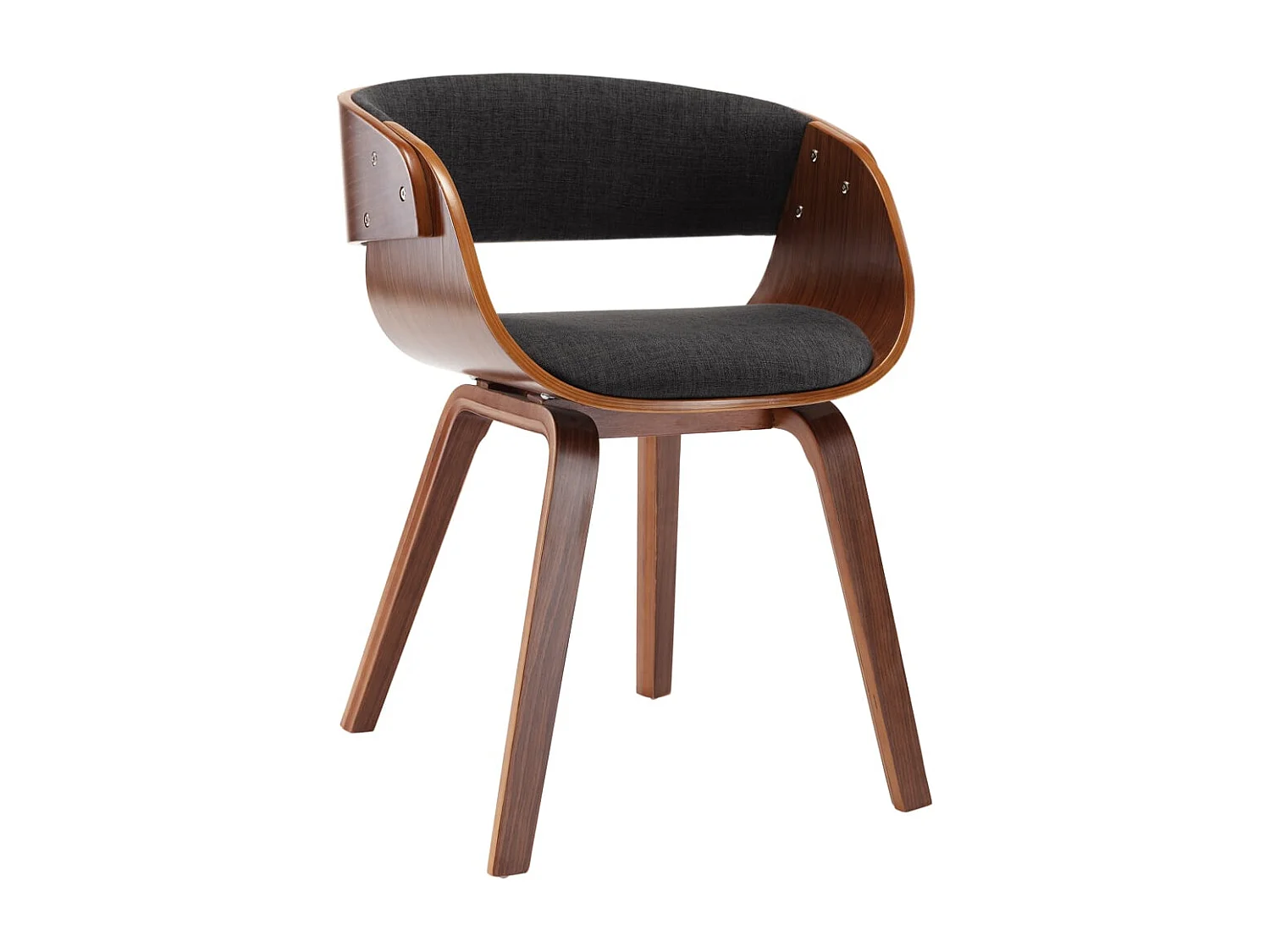 Silla de comedor de madera curvada y tela gris