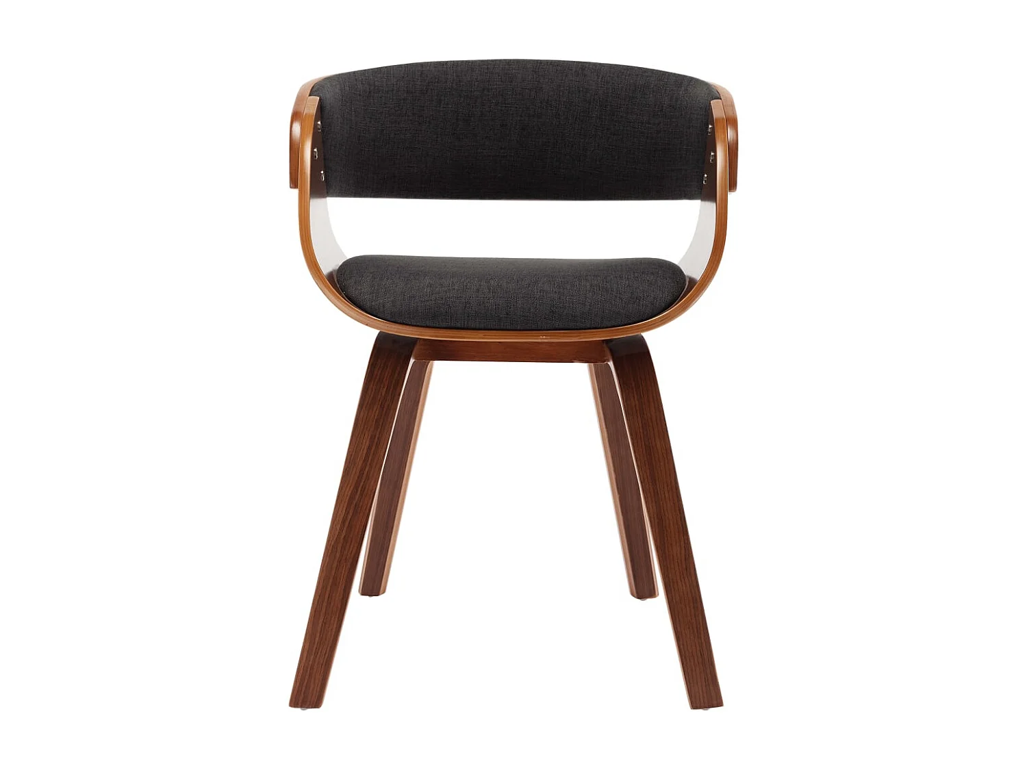 Silla de comedor de madera curvada y tela gris