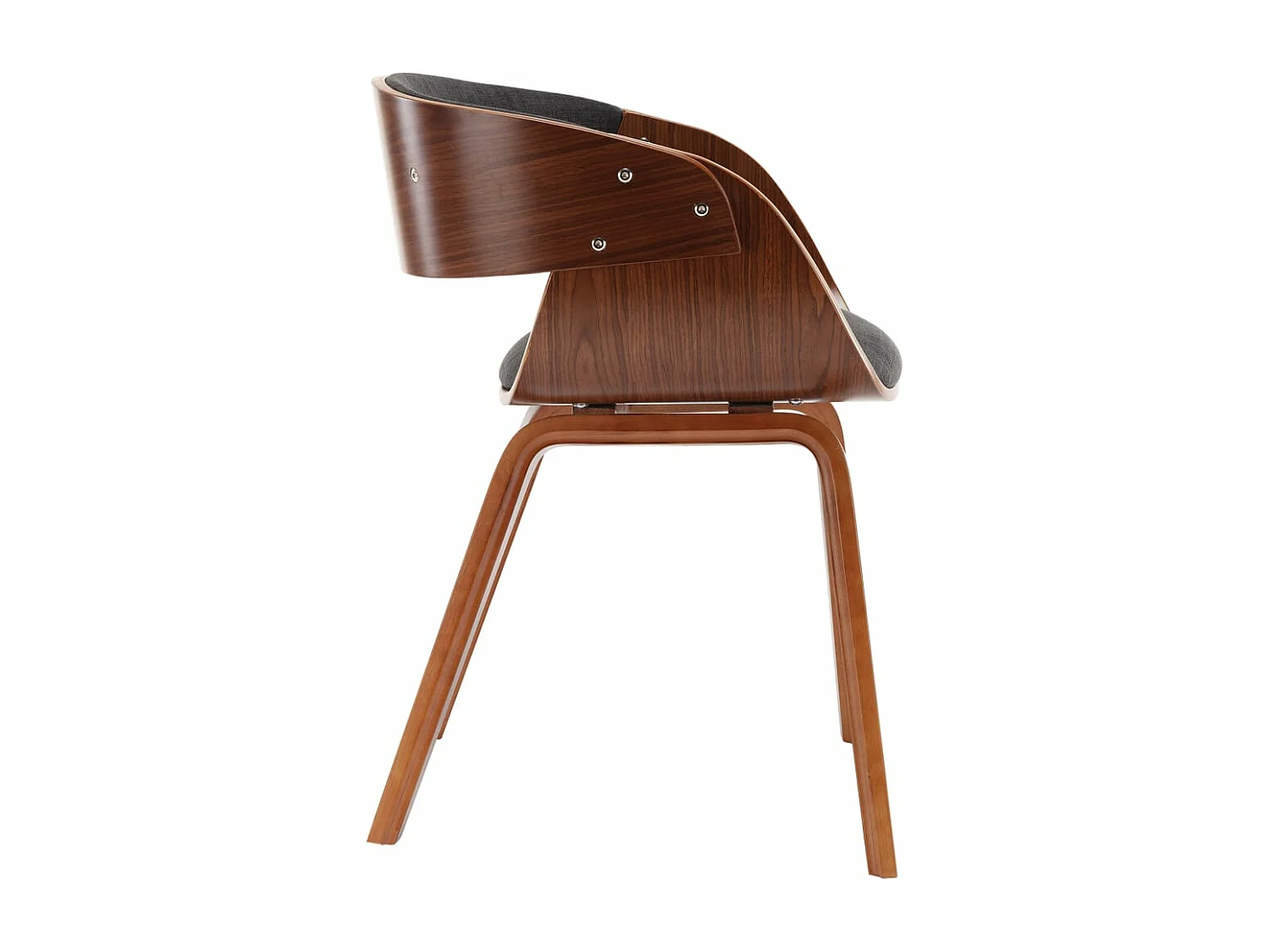 Silla de comedor de madera curvada y tela gris