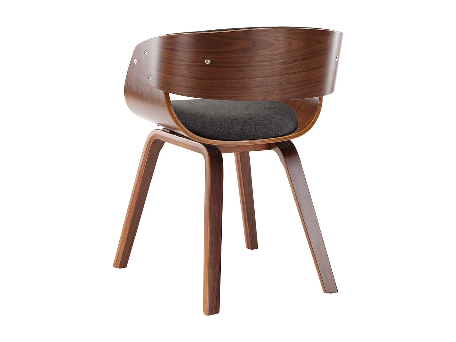 Silla de comedor de madera curvada y tela gris