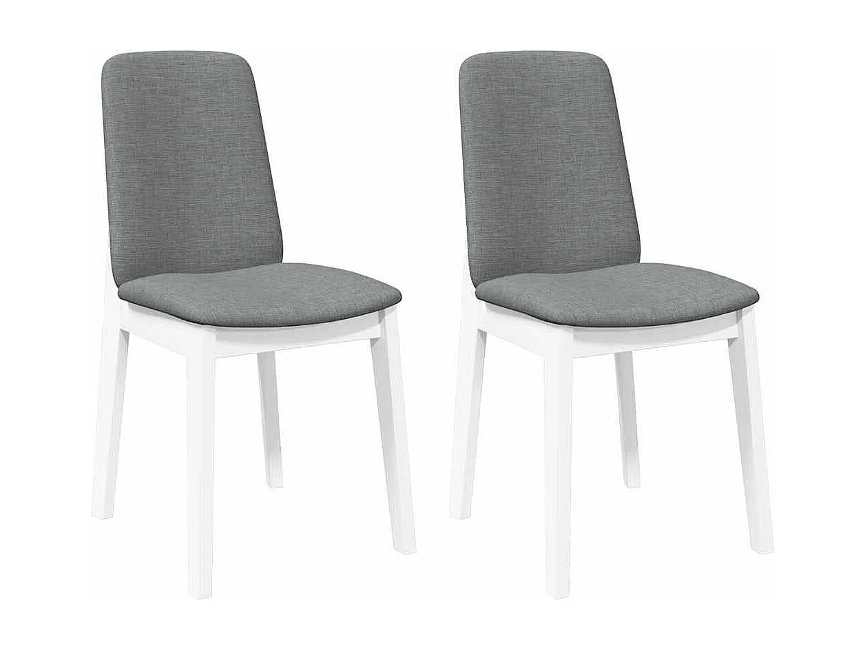 Chaises à manger coussins 2 pièces blanc bois massif caoutchouc