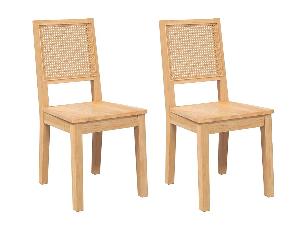 Chaises à manger 2 pièces bois massif caoutchouc