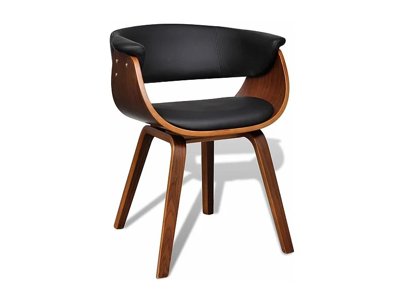 Silla de comedor de madera curvada y cuero sintético