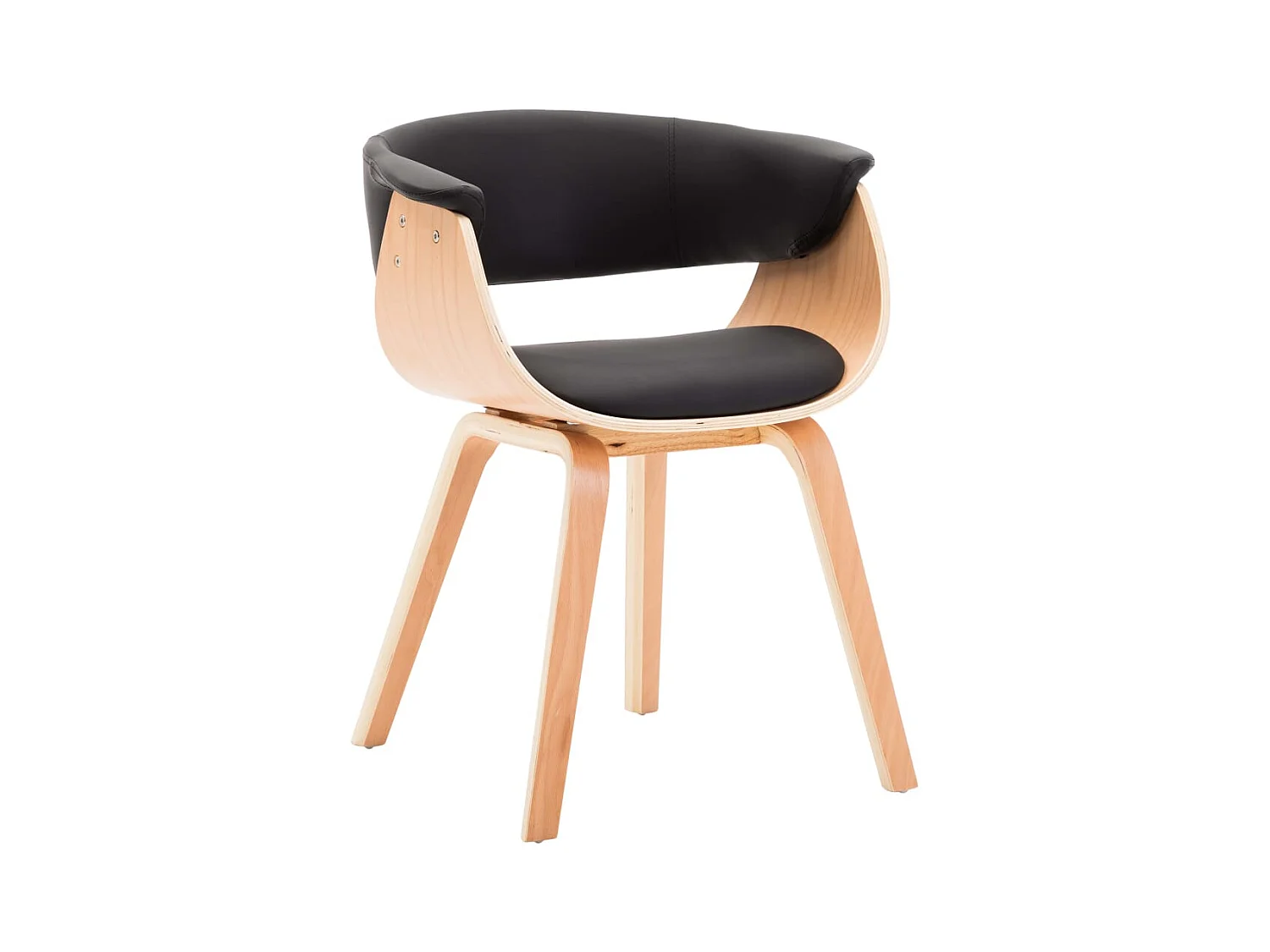 Chaise de salle à manger Noir Bois courbé et similicuir