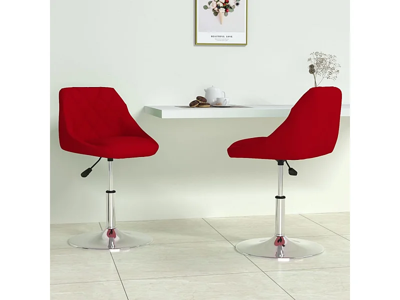 Chaises pivotantes salle à manger 2 pièces Rouge bordeaux Velours