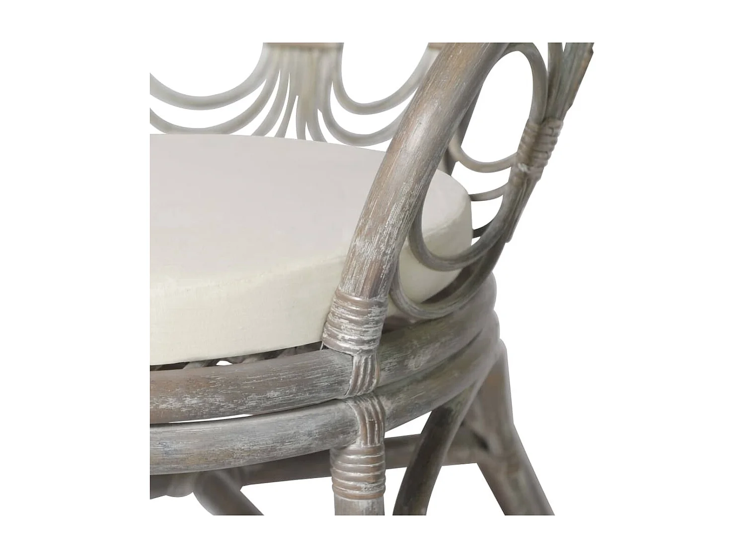 Chaise de salle à manger avec coussin gris Rotin naturel et lin