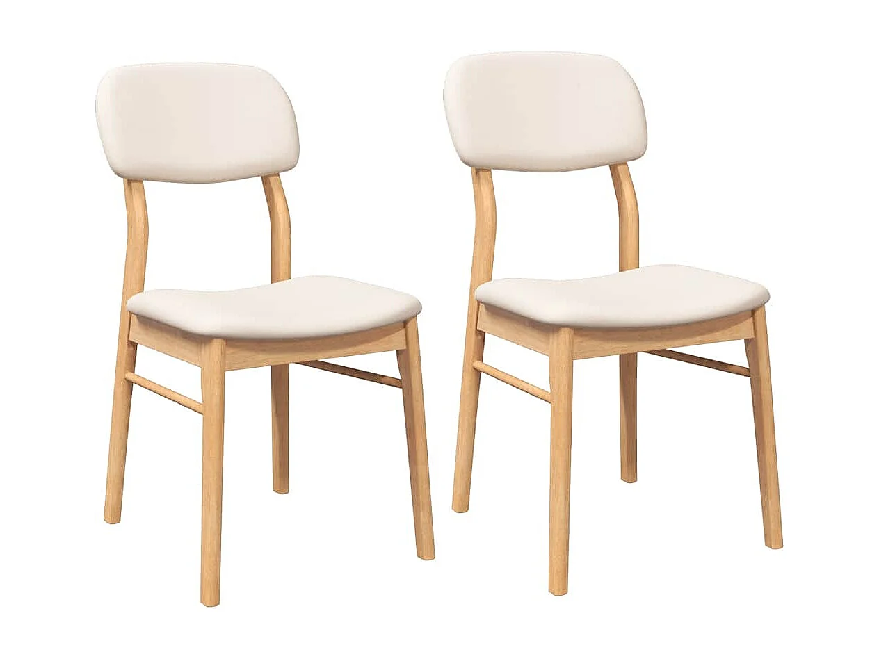 Chaises à manger coussins 2 pièces naturel bois massif caoutchouc