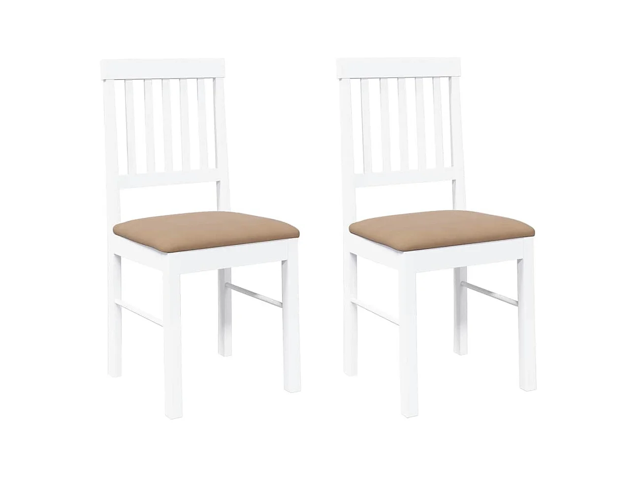 Chaises à manger coussins 2 pièces blanc bois massif caoutchouc