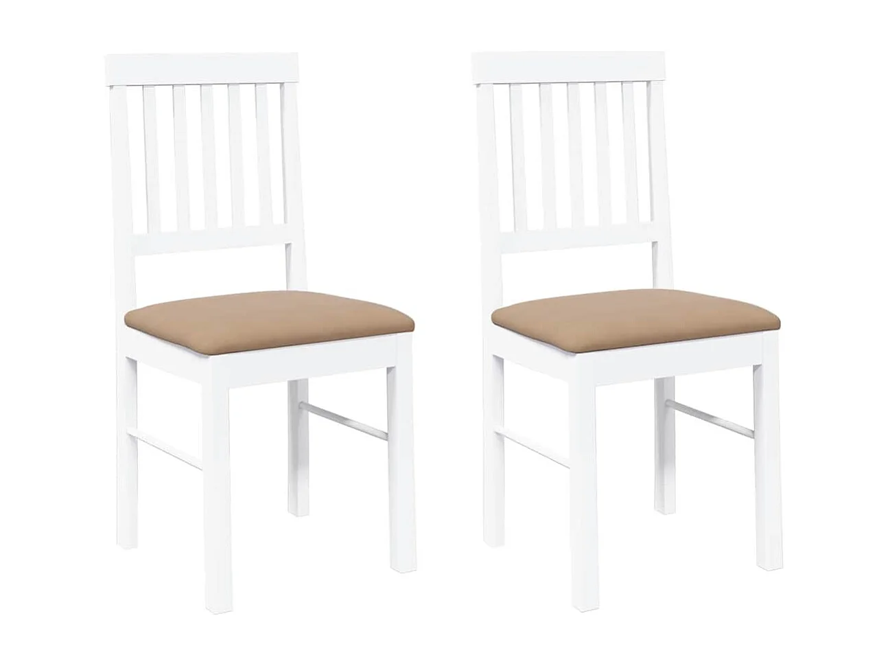 Chaises à manger coussins 2 pièces blanc bois massif caoutchouc