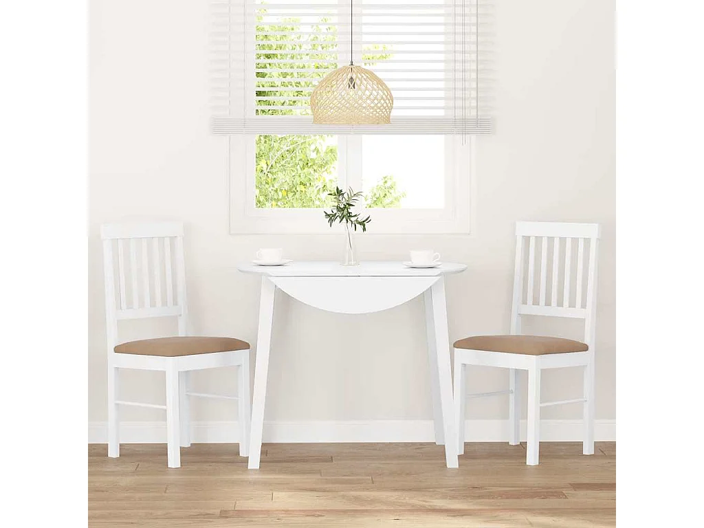 Chaises à manger coussins 2 pièces blanc bois massif caoutchouc