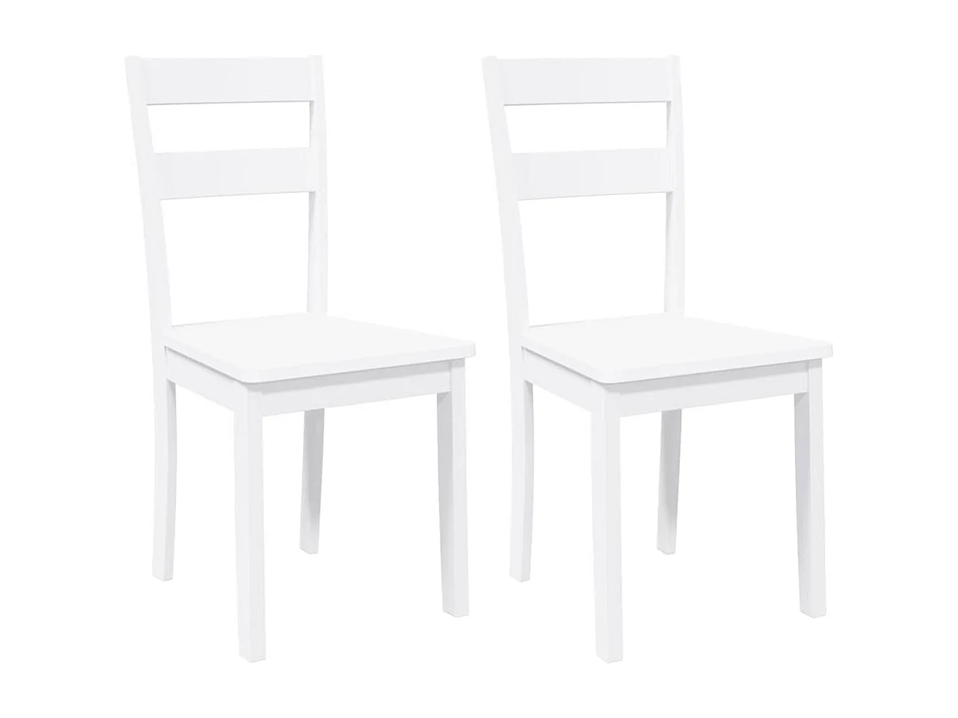 Chaises à manger 2 pièces blanc bois massif caoutchouc