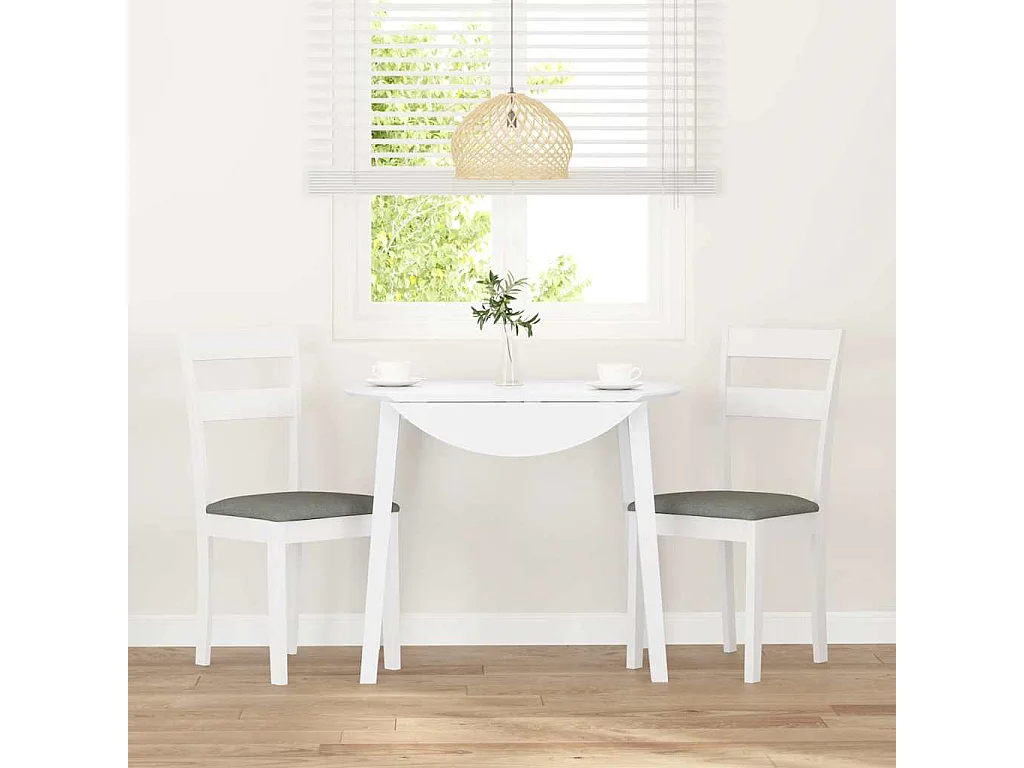 Chaises à manger coussins 2 pièces blanc bois massif caoutchouc