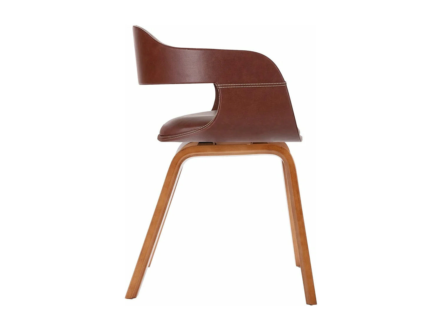 Chaise à manger Marron Bois courbé et similicuir