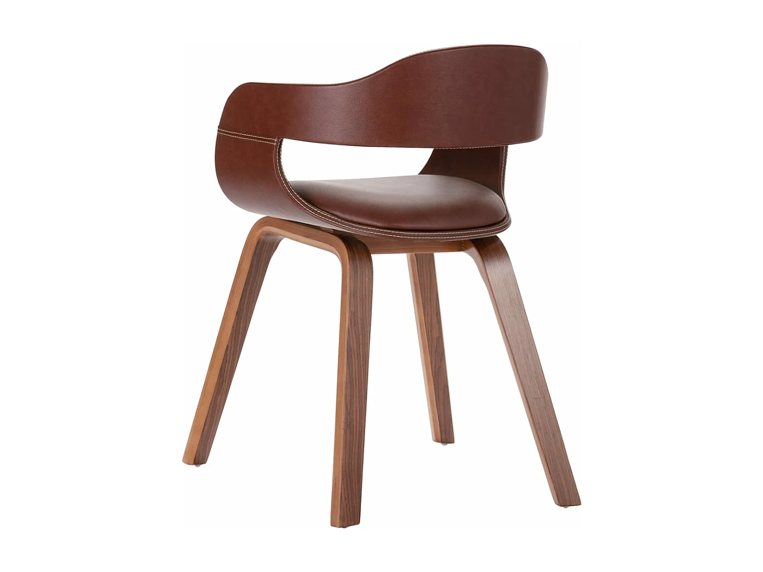 Chaise à manger Marron Bois courbé et similicuir