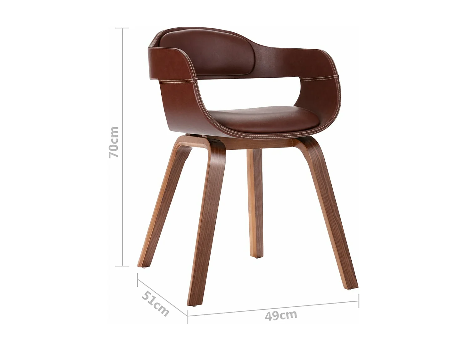 Chaise à manger Marron Bois courbé et similicuir