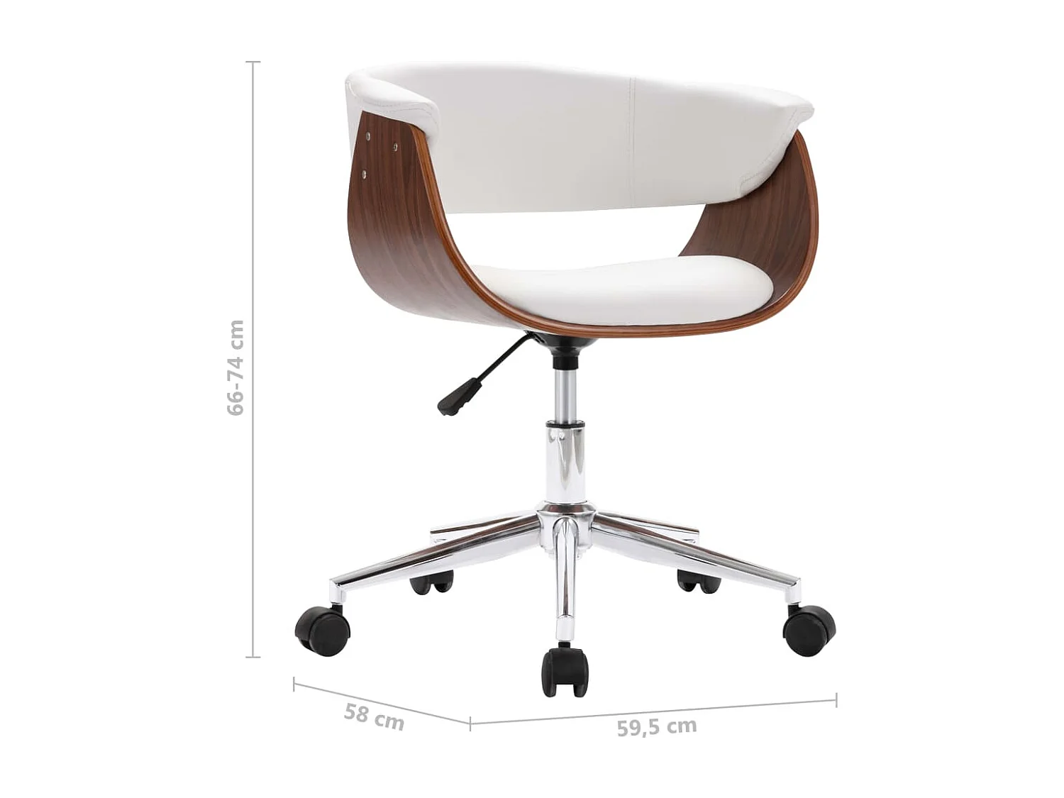 Chaise pivotante à dîner Blanc Bois courbé et similicuir